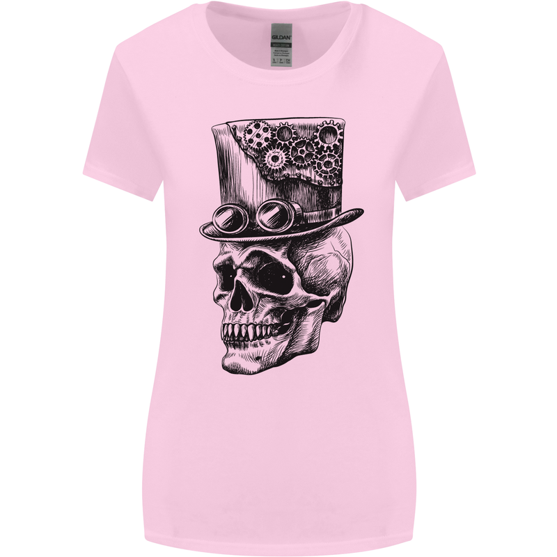 Steampunk Skull With Top Hat Womens Wider Cut T-Shirt Light Pink
