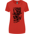 Steampunk Skull With Top Hat Womens Wider Cut T-Shirt Red