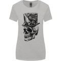Steampunk Skull With Top Hat Womens Wider Cut T-Shirt Sports Grey