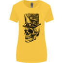 Steampunk Skull With Top Hat Womens Wider Cut T-Shirt Yellow