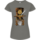 Steampunk Skull Womens Petite Cut T-Shirt Charcoal