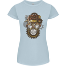 Steampunk Skull Womens Petite Cut T-Shirt Light Blue