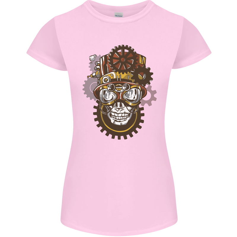 Steampunk Skull Womens Petite Cut T-Shirt Light Pink