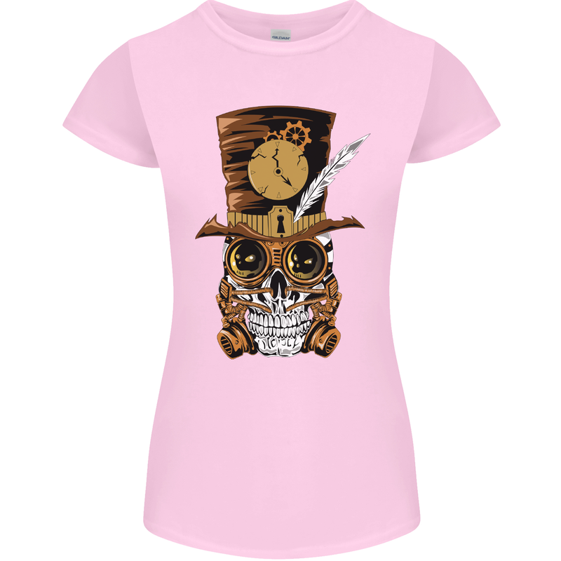 Steampunk Skull Womens Petite Cut T-Shirt Light Pink