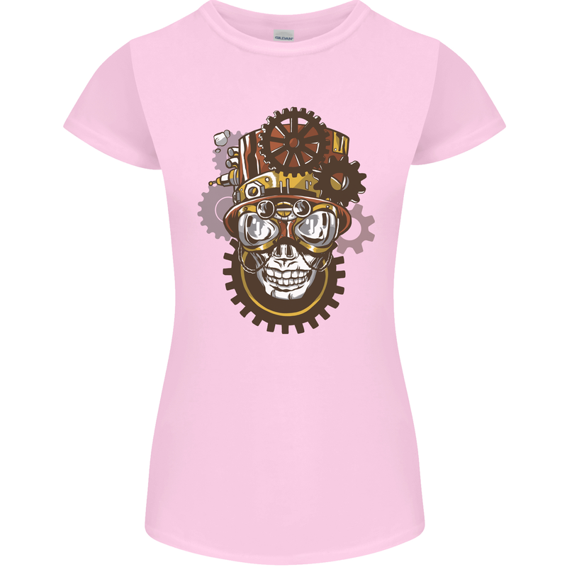 Steampunk Skull Womens Petite Cut T-Shirt Light Pink