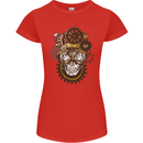 Steampunk Skull Womens Petite Cut T-Shirt Red