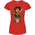 Steampunk Skull Womens Petite Cut T-Shirt Red