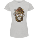 Steampunk Skull Womens Petite Cut T-Shirt Sports Grey