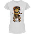 Steampunk Skull Womens Petite Cut T-Shirt White