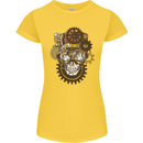 Steampunk Skull Womens Petite Cut T-Shirt Yellow