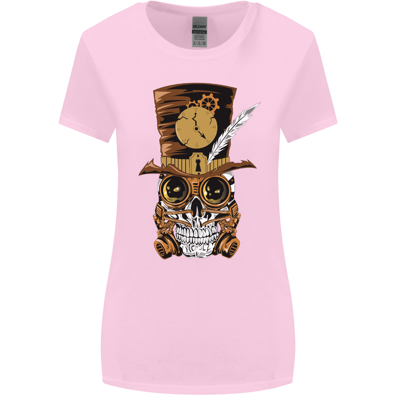 Steampunk Skull Womens Wider Cut T-Shirt Light Pink