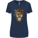 Steampunk Skull Womens Wider Cut T-Shirt Navy Blue