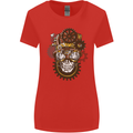 Steampunk Skull Womens Wider Cut T-Shirt Red