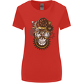 Steampunk Skull Womens Wider Cut T-Shirt Red