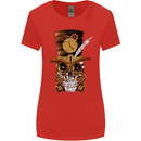 Steampunk Skull Womens Wider Cut T-Shirt Red