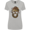 Steampunk Skull Womens Wider Cut T-Shirt Sports Grey