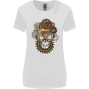 Steampunk Skull Womens Wider Cut T-Shirt White
