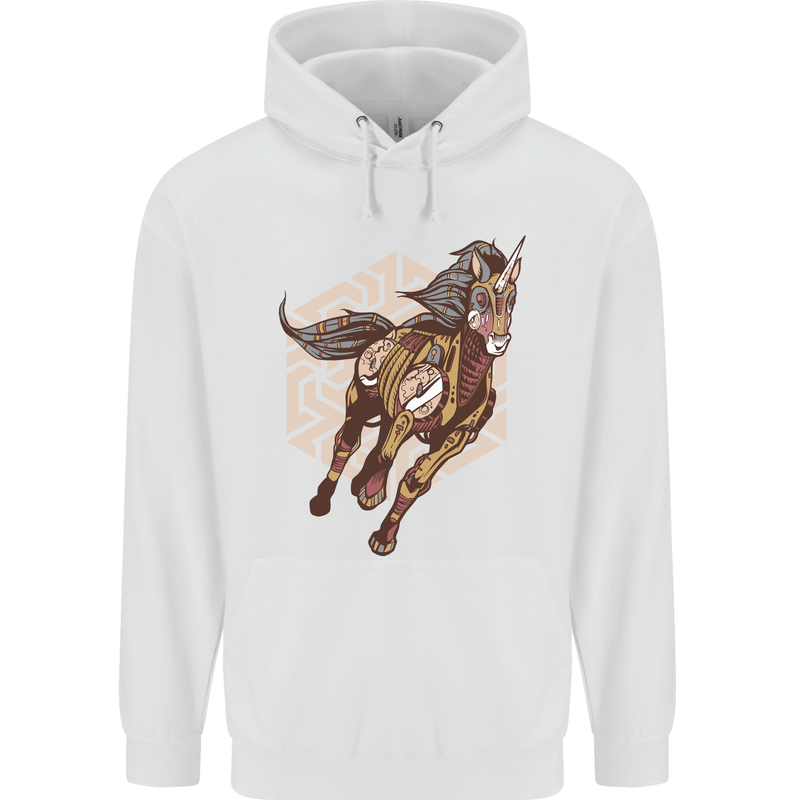 Steampunk Unicorn Childrens Kids Hoodie White