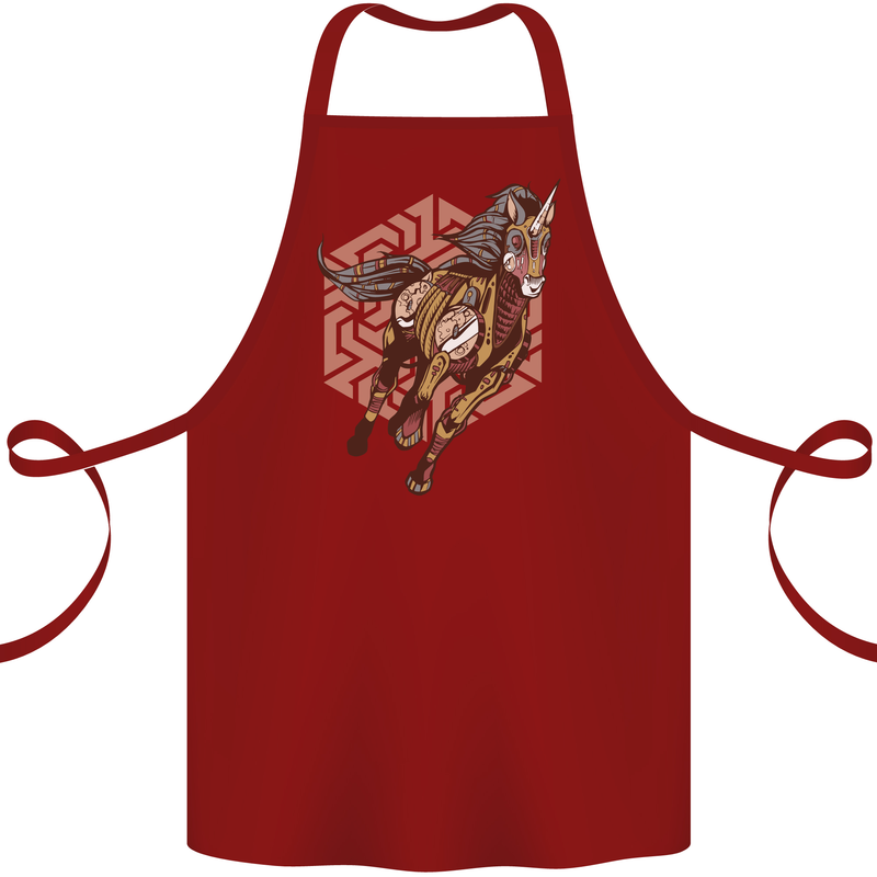 Steampunk Unicorn Cotton Apron 100% Organic Maroon