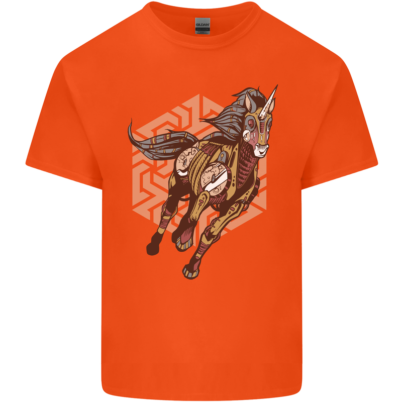 Steampunk Unicorn Kids T-Shirt Childrens Orange