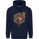 Steampunk Unicorn Mens 80% Cotton Hoodie Navy Blue