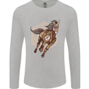 Steampunk Unicorn Mens Long Sleeve T-Shirt Sports Grey