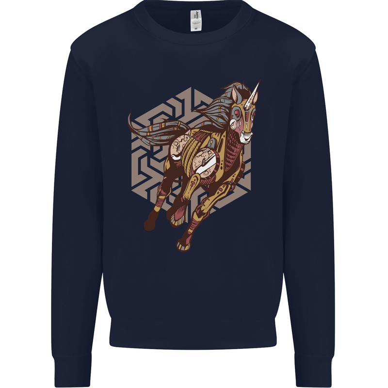 Steampunk Unicorn Mens Sweatshirt Jumper Navy Blue