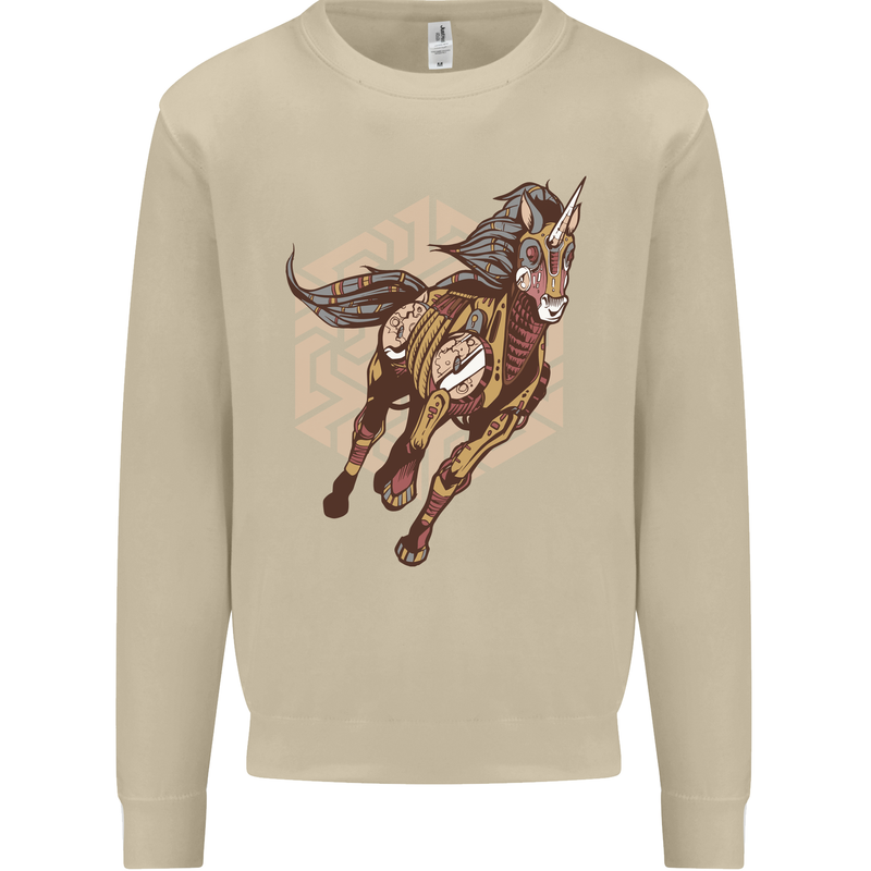 Steampunk Unicorn Mens Sweatshirt Jumper Sand
