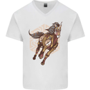 Steampunk Unicorn Mens V-Neck Cotton T-Shirt White