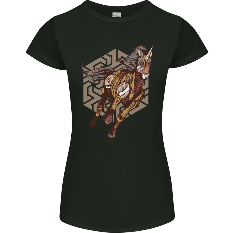 Steampunk Unicorn Womens Petite Cut T-Shirt Black