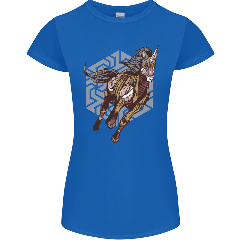 Steampunk Unicorn Womens Petite Cut T-Shirt Royal Blue
