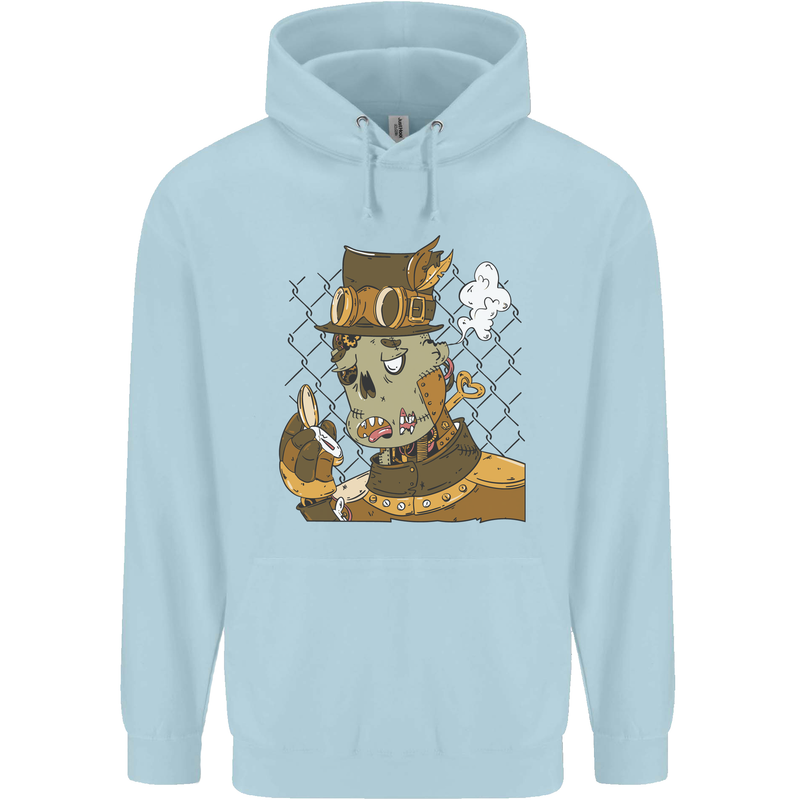 Steampunk Zombie Halloween Childrens Kids Hoodie Light Blue