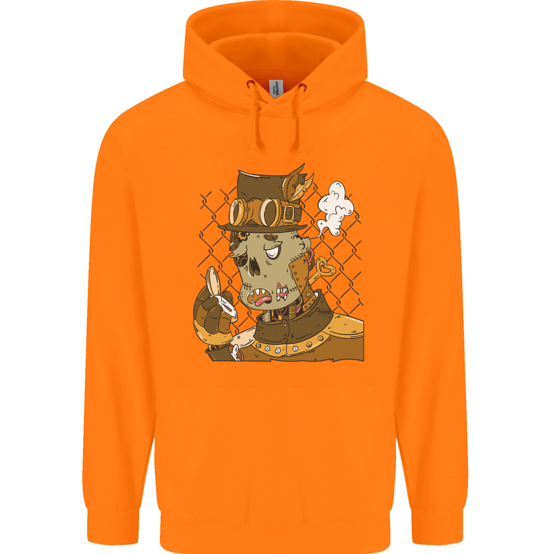 Steampunk Zombie Halloween Childrens Kids Hoodie Orange