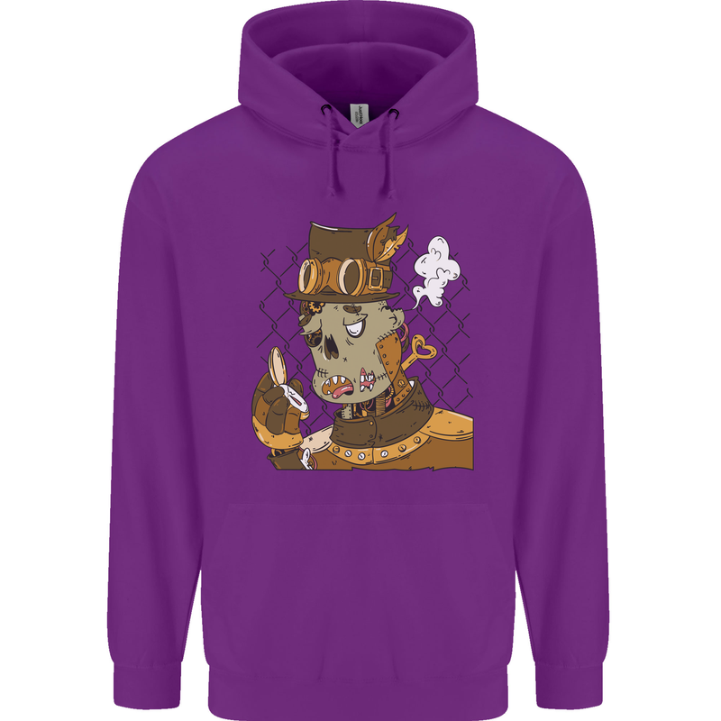 Steampunk Zombie Halloween Childrens Kids Hoodie Purple