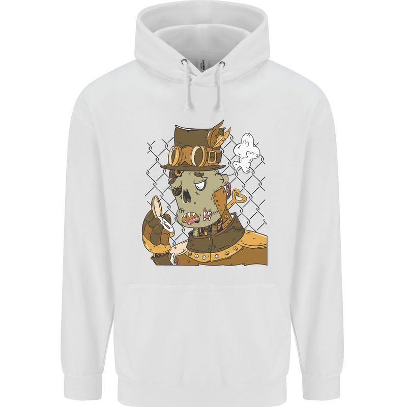 Steampunk Zombie Halloween Childrens Kids Hoodie White