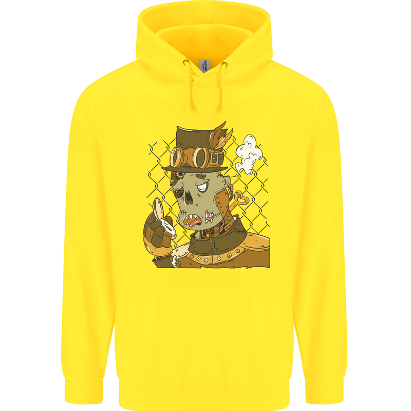 Steampunk Zombie Halloween Childrens Kids Hoodie Yellow