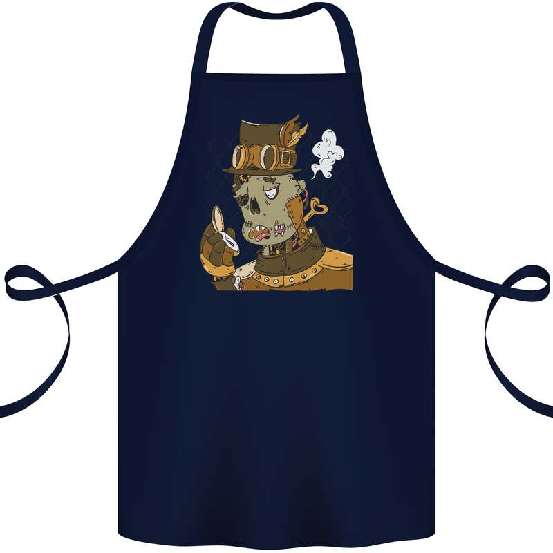 Steampunk Zombie Halloween Cotton Apron 100% Organic Navy Blue