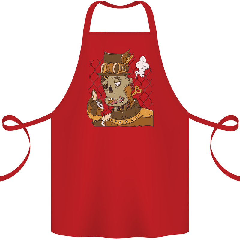 Steampunk Zombie Halloween Cotton Apron 100% Organic Red