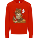 Steampunk Zombie Halloween Kids Sweatshirt Jumper Bright Red