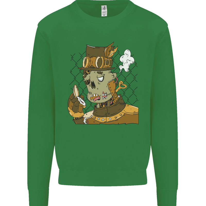 Steampunk Zombie Halloween Kids Sweatshirt Jumper Irish Green