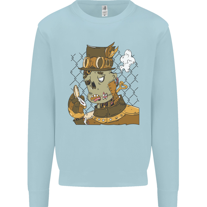 Steampunk Zombie Halloween Kids Sweatshirt Jumper Light Blue