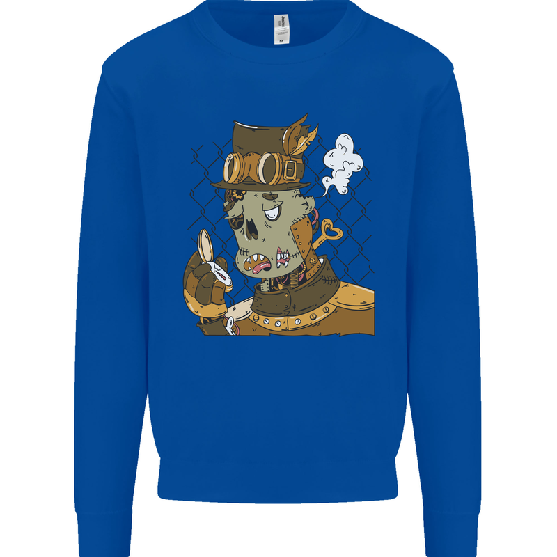 Steampunk Zombie Halloween Kids Sweatshirt Jumper Royal Blue