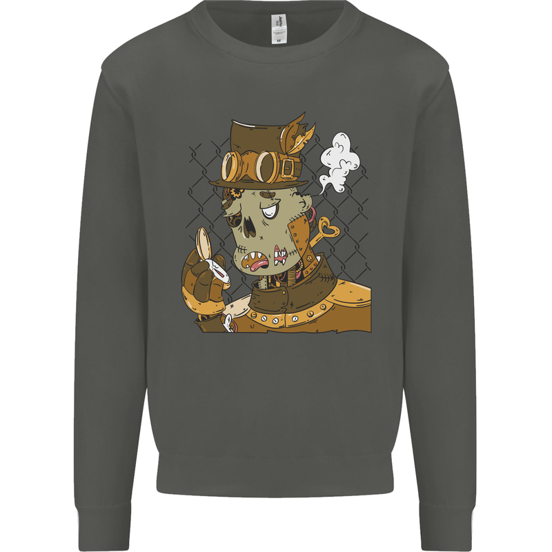 Steampunk Zombie Halloween Kids Sweatshirt Jumper Storm Grey
