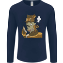 Steampunk Zombie Halloween Mens Long Sleeve T-Shirt Navy Blue