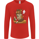 Steampunk Zombie Halloween Mens Long Sleeve T-Shirt Red