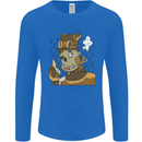 Steampunk Zombie Halloween Mens Long Sleeve T-Shirt Royal Blue