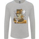 Steampunk Zombie Halloween Mens Long Sleeve T-Shirt Sports Grey