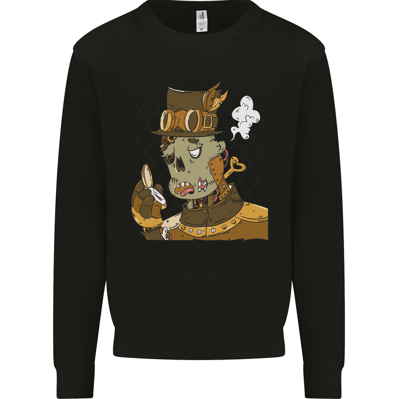 Steampunk Zombie Halloween Mens Sweatshirt Jumper Black