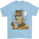 Steampunk Zombie Halloween Mens T-Shirt 100% Cotton Light Blue