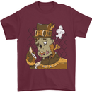 Steampunk Zombie Halloween Mens T-Shirt 100% Cotton Maroon